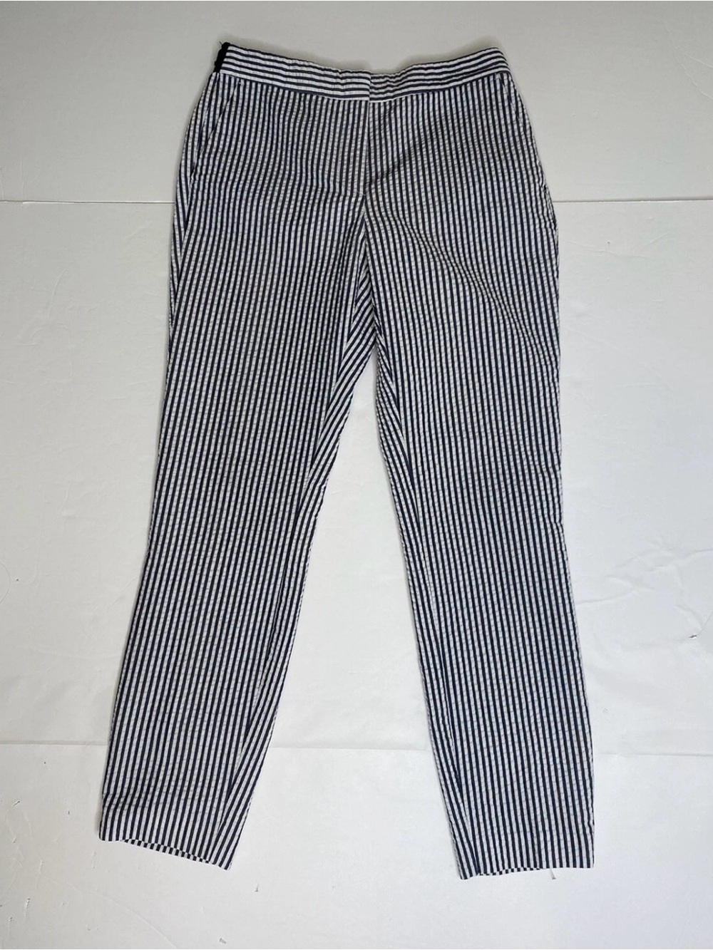 Zara Searsucker, blue and White Striped Casual Pants women’s S
